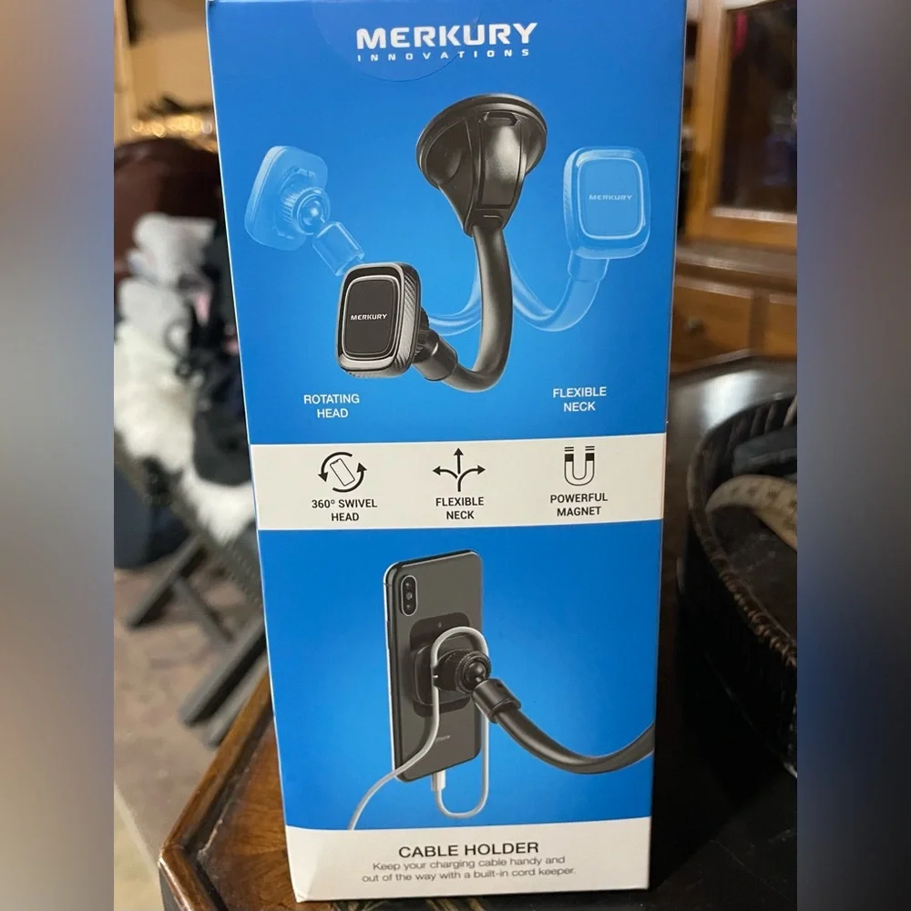 NWT/Merkury Auto Flexible Gooseneck Phone Mount/dashboard or windshield